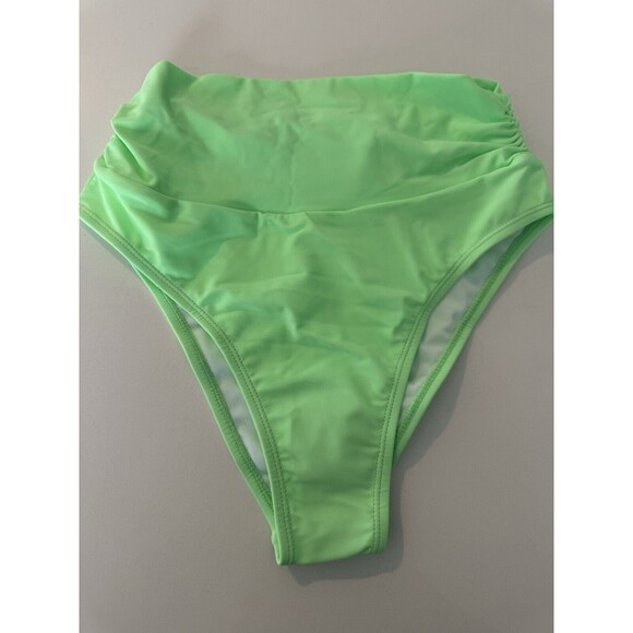One Shoulder High Waisted Bikini Set Two Piece Tie High Leg Swimsuit green Small - Picture 11 of 13
